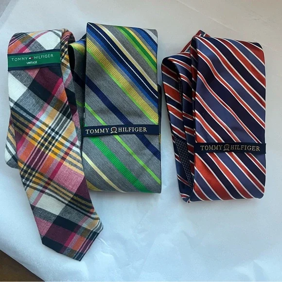 Tommy Hilfiger Tie Bundle: 2 Silk 1 Cotton MSRP $120
